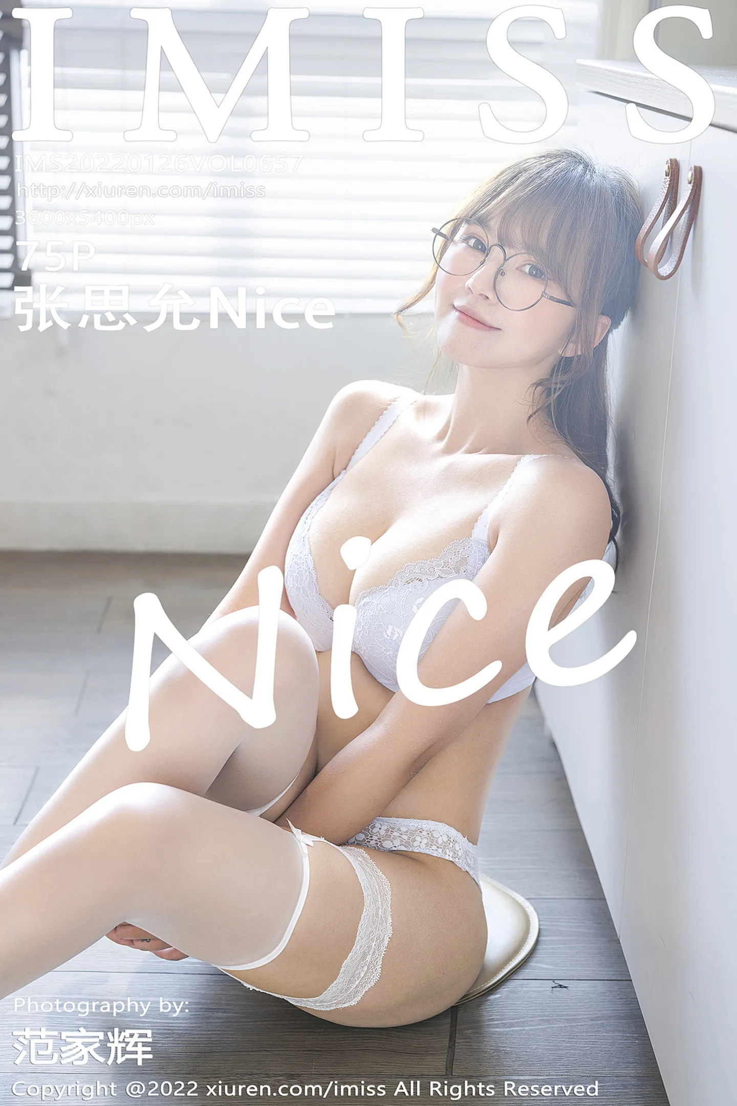 [IMISS爱蜜社]Vol.657_模特张思允Nice半脱露淡色蕾丝内衣配白色蕾丝袜迷人诱惑写真75P-秀人网 - XiuRen.Space
